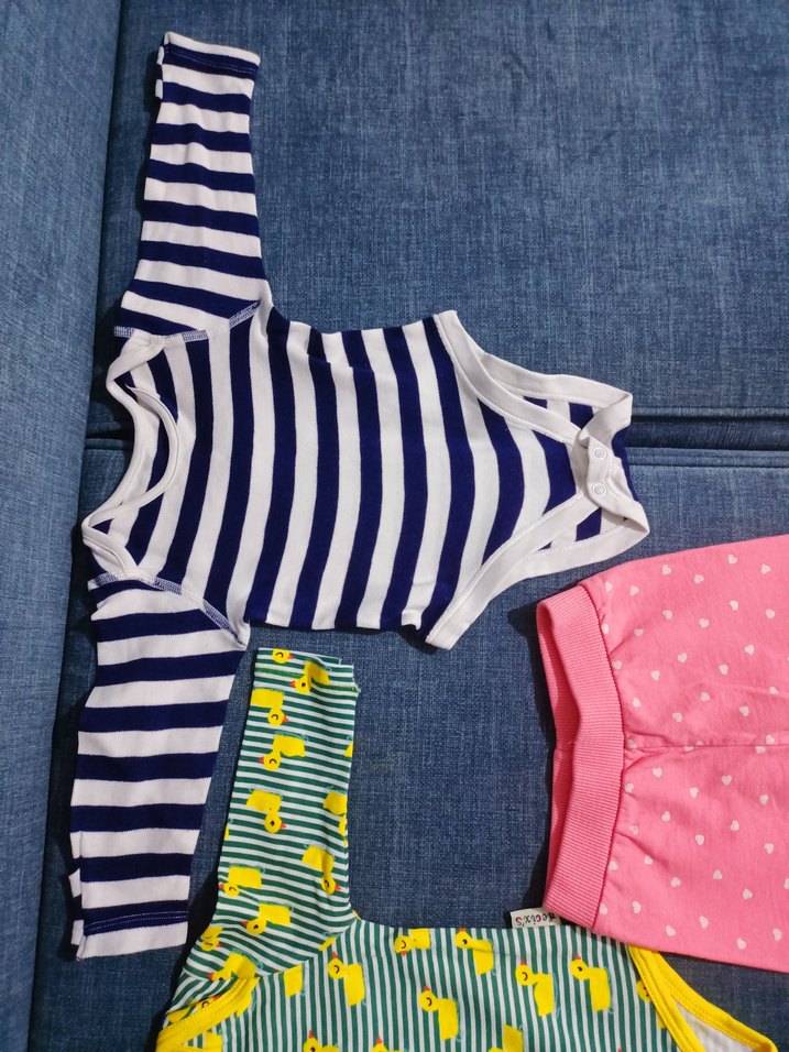 Renkli Uzun Kollu Örgü Bebek Zıbın ve Pembe Pantolon - Görsel 3