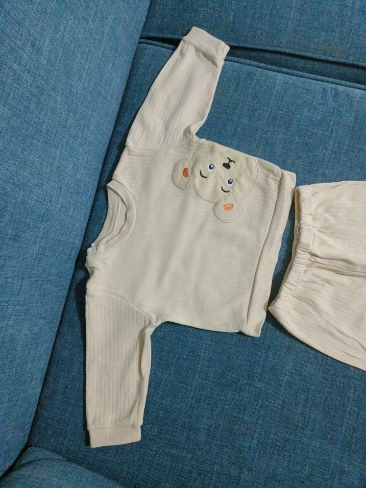 Erkek Bebek Beyaz Triko 2'li Takım 3-6 ay - Görsel 3