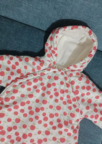 Kapüşonlu Pembe Desenli Bebek Tulumu - Görsel 3