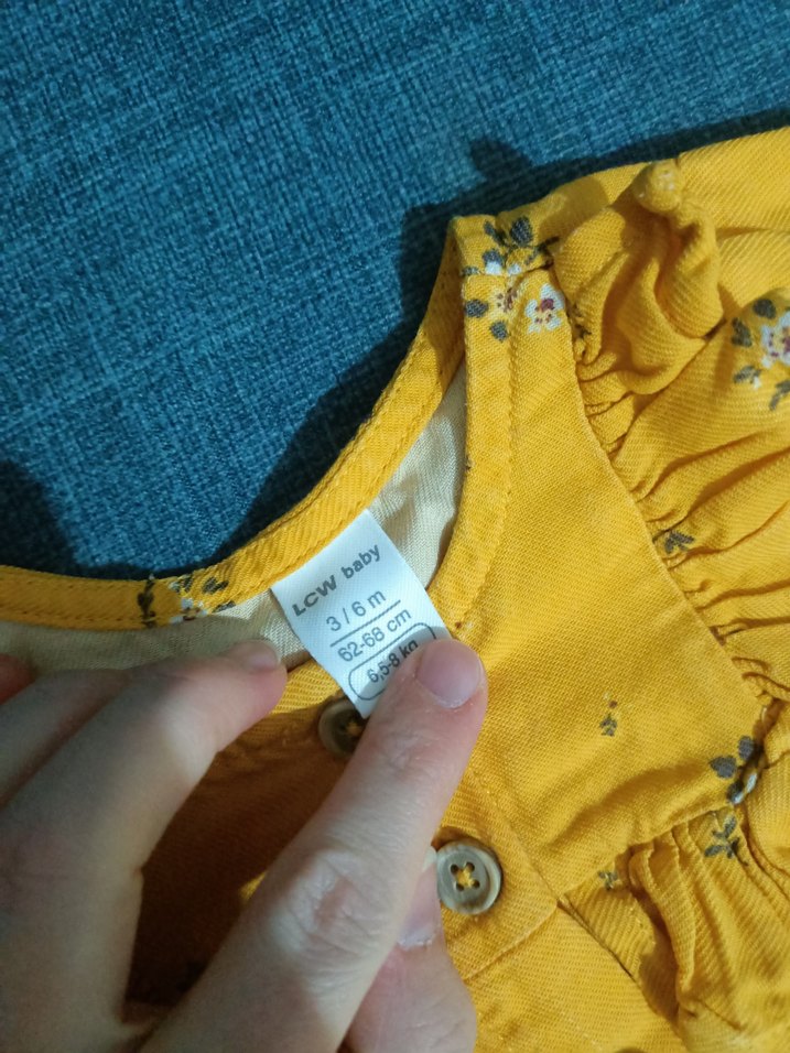 Sarı Çiçekli Düğmeli Kız bebek Gömlek - Görsel 3