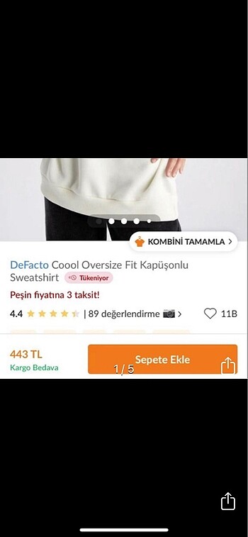 Defacto Oversize Fit Kapişonlu Sweatshirt