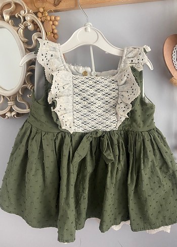 Kız bebek bandanalı Dantelli Bohem Elbise