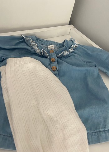 LC Waikiki LCW Baby Bisiklet Yaka Kız Bebek Gömlek ve Tayt Seti