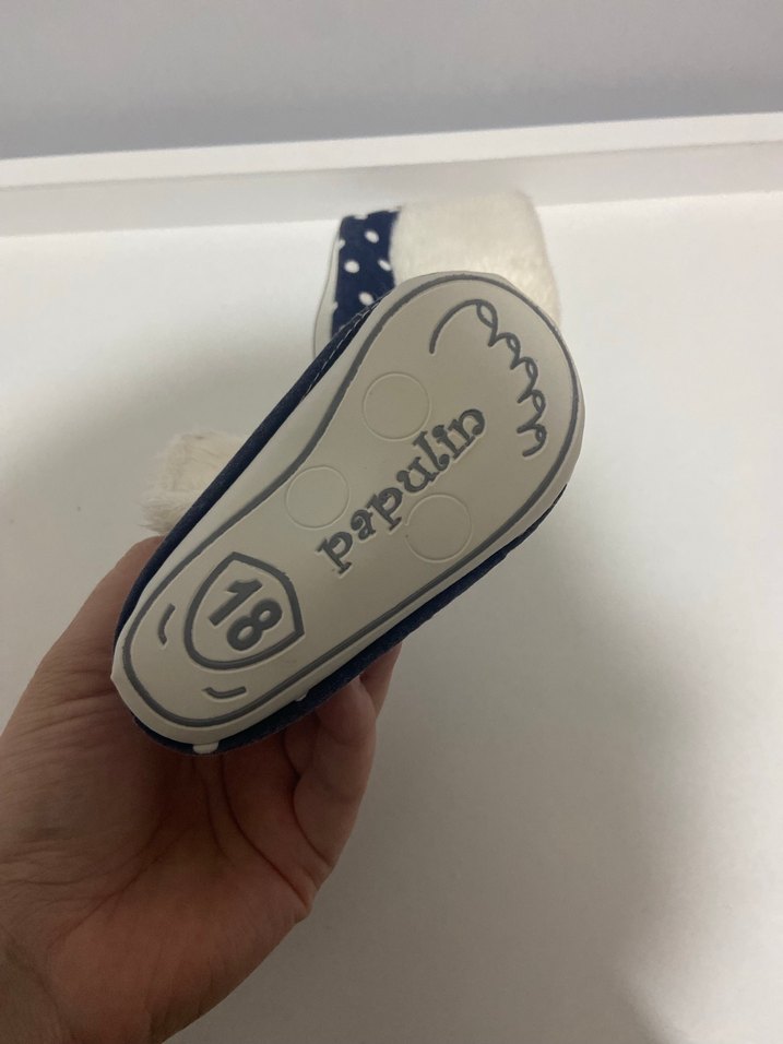 Kızlar İçin Mavi Puantiyeli Sıcak Ev Terliği - Görsel 4