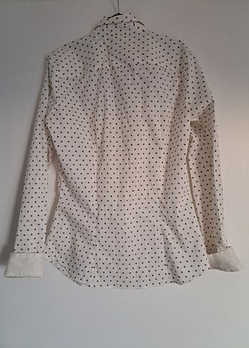 H&M Puantiyeli Beyaz Kadın Gömlek - Görsel 2
