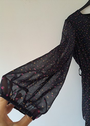 Uzun Kollu Büzgülü Kadın #Elbise - Görsel 4