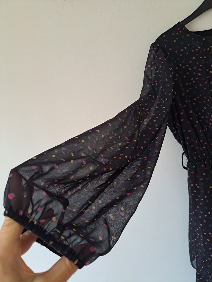 Uzun Kollu Büzgülü Kadın #Elbise - Görsel 4