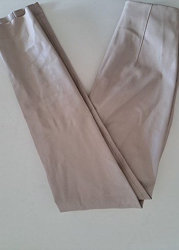 Bej Yapay deri  Kadın Pantolon - Görsel 4