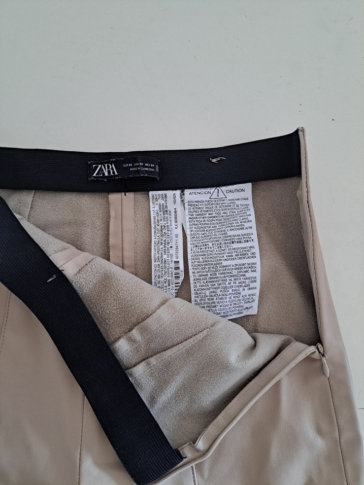 Bej Yapay deri  Kadın Pantolon - Görsel 3