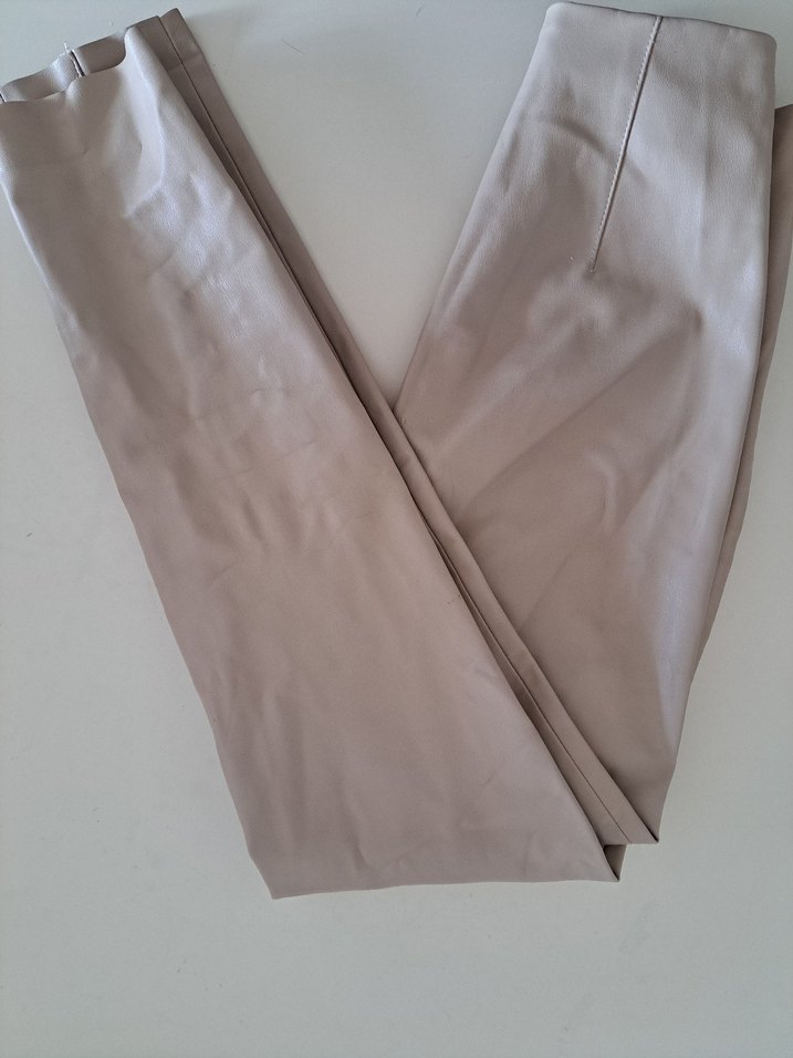 Bej Yapay deri  Kadın Pantolon - Görsel 4