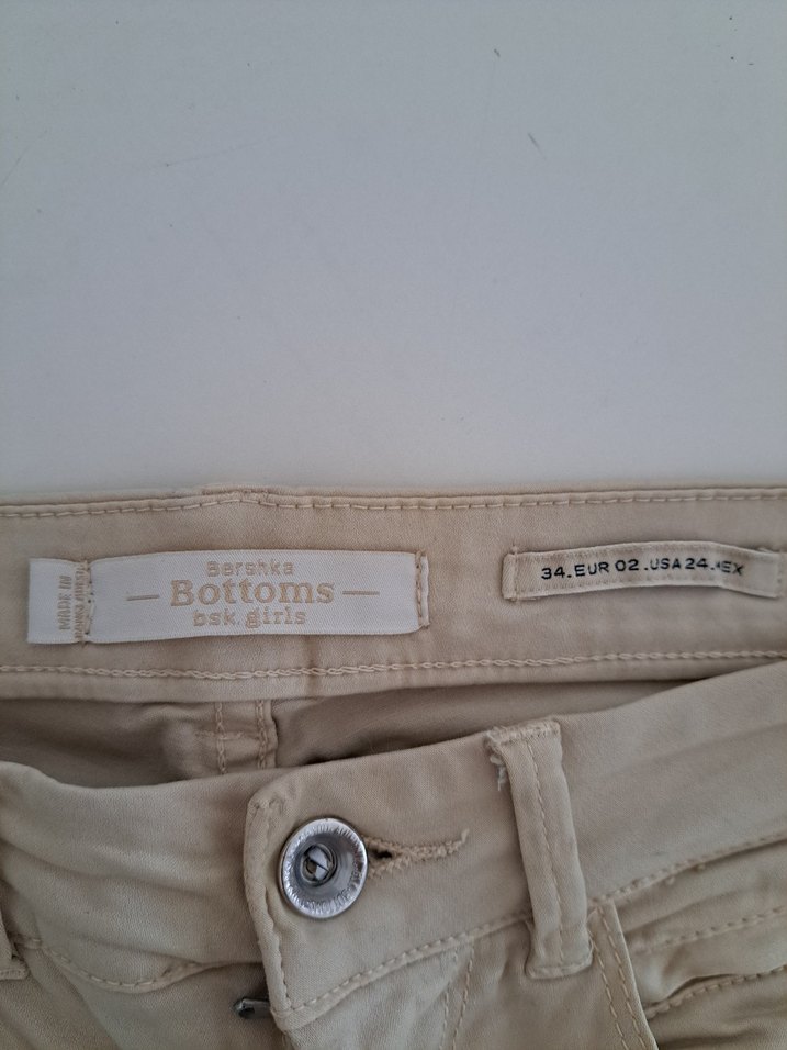 Bej Kadın Denim Geniş Paça Pantolon - Görsel 5