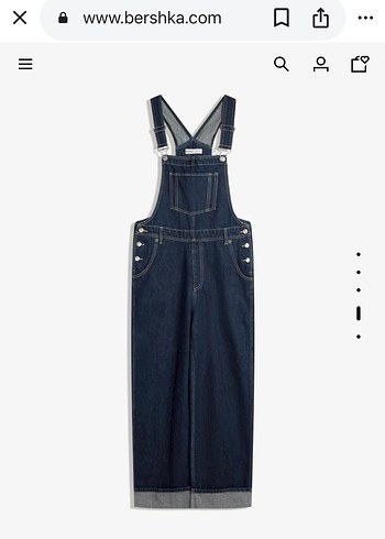 bershka oversize kot denim tulum salopet - Görsel 3