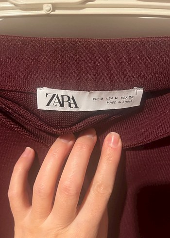 38 Beden Bordo Triko Kadın Mini Etek