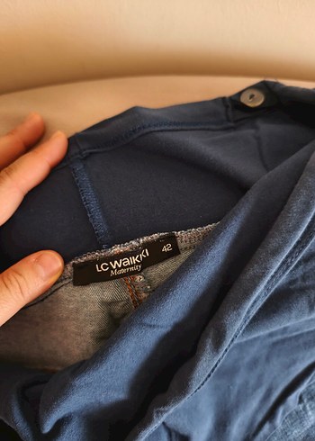 Koyu Mavi Rahat Hamile Kot Pantolon - Görsel 3