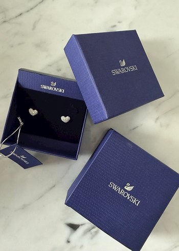 Swarovski Mini Taşlı Kalp Küpeler - Görsel 3