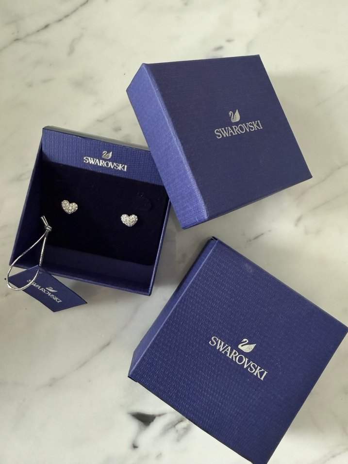 Swarovski Mini Taşlı Kalp Küpeler - Görsel 3