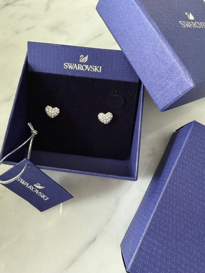 Swarovski Mini Taşlı Kalp Küpeler - Görsel 2