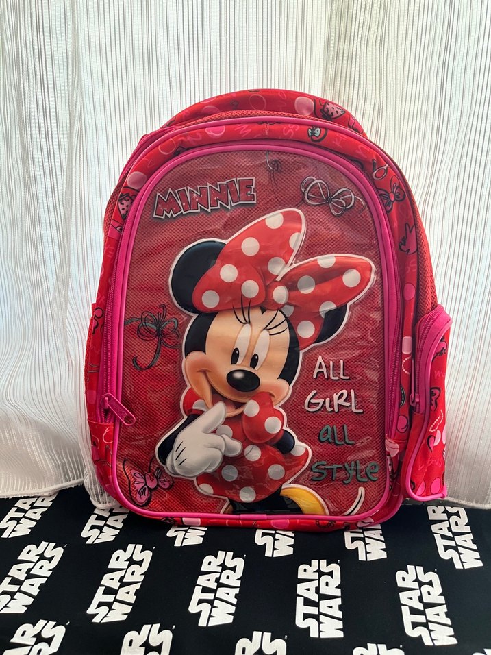 Renkli Pembe Minnie Mouse Okul Çantası - Görsel 2