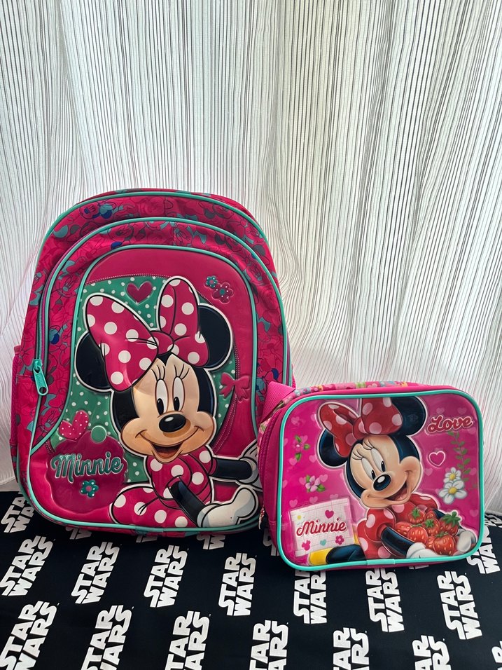 Renkli Minnie Mouse Çocuk Okul Çantası Seti - Görsel 2