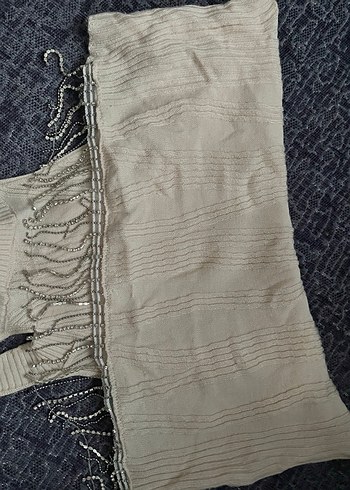 Örgü Beyaz Yüksek Yakalı Kadın Atlet - Görsel 2