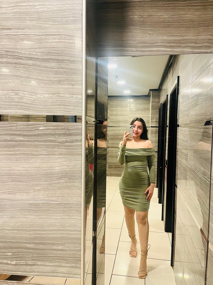 Drapeli Uzun Kollu  Mini Kadın Elbise - Görsel 4