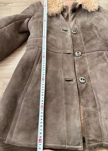 Bej Süet Kürklü Kadın Kaban - Görsel 7