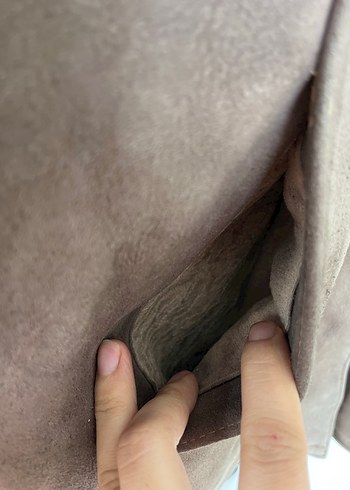 Bej Süet Kürklü Kadın Kaban - Görsel 3