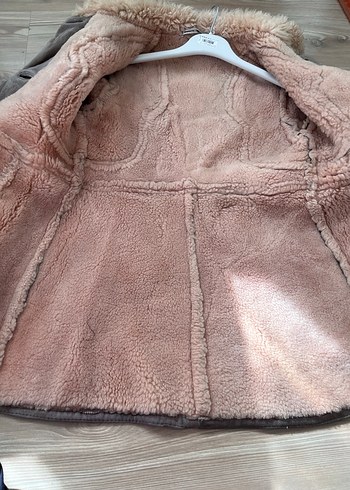 Bej Süet Kürklü Kadın Kaban - Görsel 4