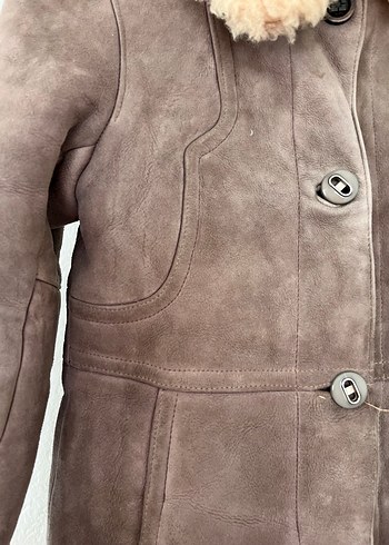 Bej Süet Kürklü Kadın Kaban - Görsel 2