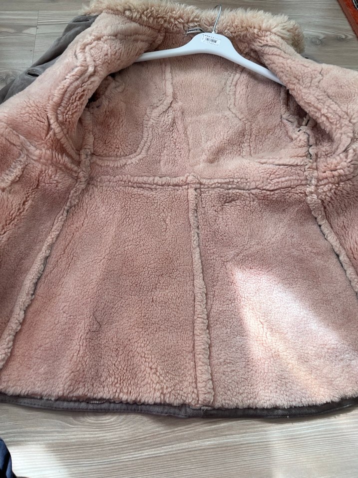 Bej Süet Kürklü Kadın Kaban - Görsel 4