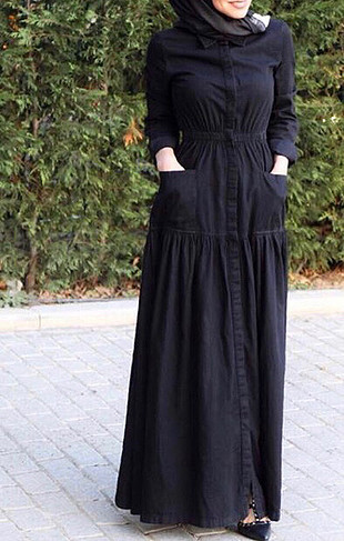 Siyah kot elbise boyu 140 cm