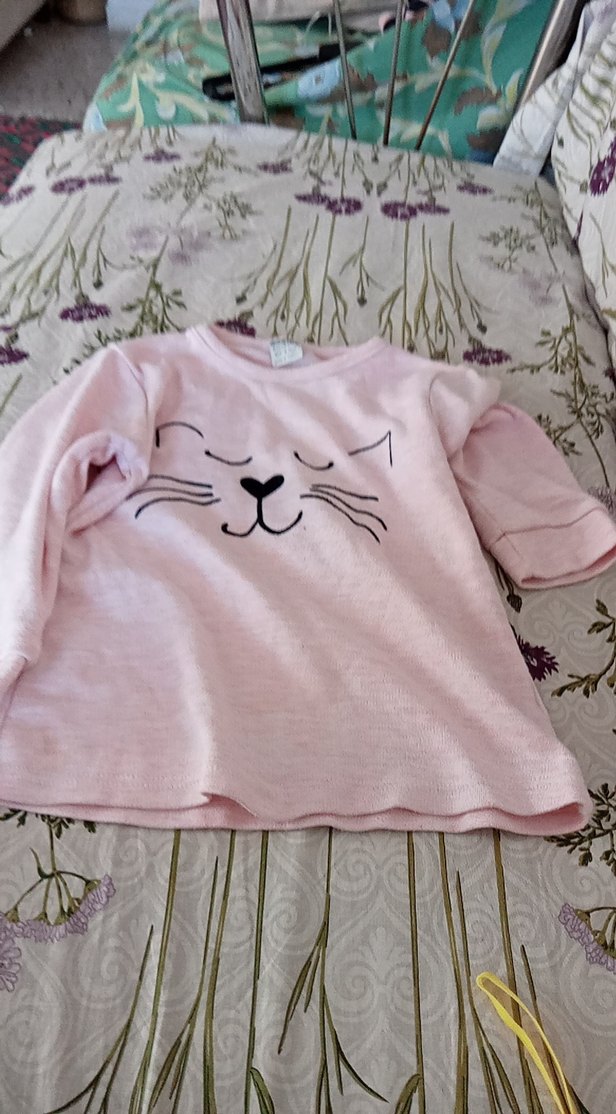 Pembe Baskılı Örgü Kedi Kıyafeti - Görsel 2