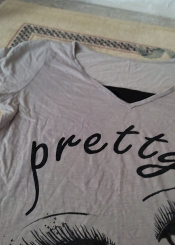 Gri V Yaka Baskılı Hamile Tişörtü - Görsel 4