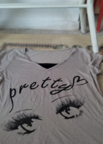 Gri V Yaka Baskılı Hamile Tişörtü - Görsel 5