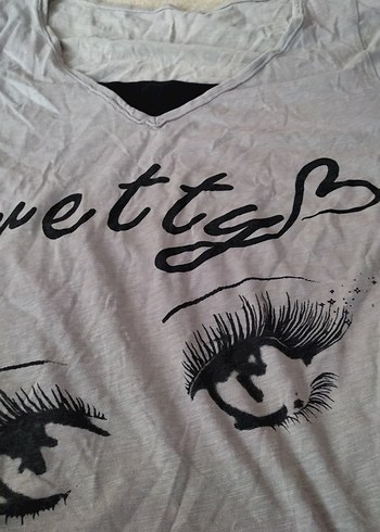 Gri V Yaka Baskılı Hamile Tişörtü - Görsel 8