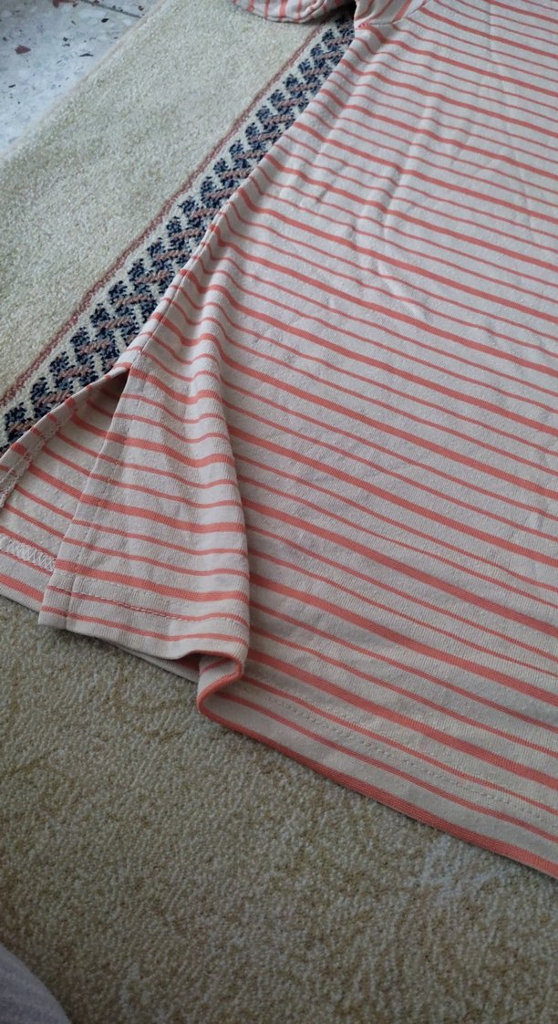 Gri Çizgili Keten Hamile Tişörtü - Görsel 3