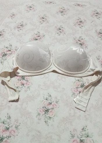 Beyaz Vintage Düz Desenli Sütyen
