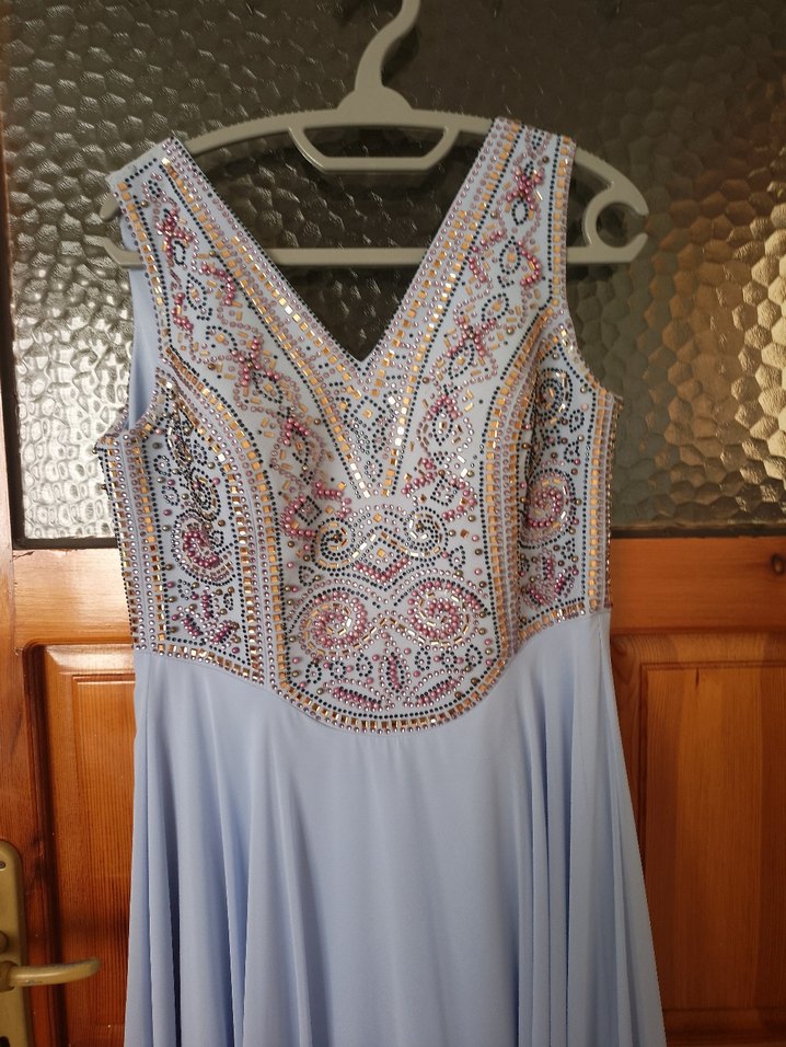 Nakışlı Mavi Bohem Uzun Elbise - Görsel 2