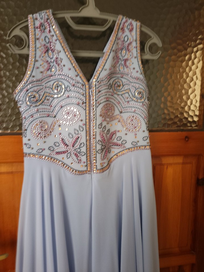 Nakışlı Mavi Bohem Uzun Elbise - Görsel 4