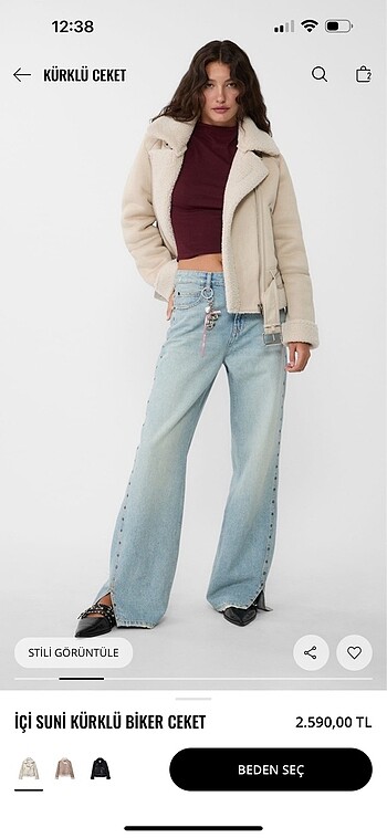 s Beden ten rengi Renk Stradivarius Biker Ceket
