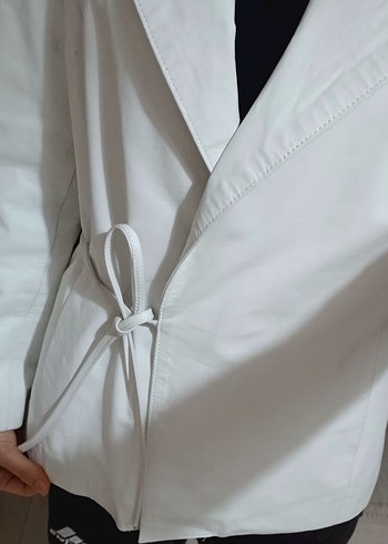 Kadın Beyaz Deri  Ceket - Görsel 5