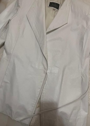 Kadın Beyaz Deri  Ceket - Görsel 2