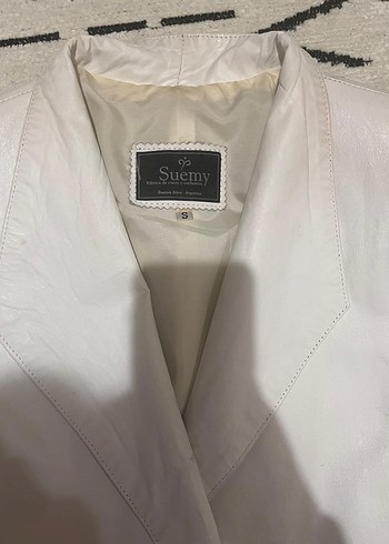 Kadın Beyaz Deri  Ceket - Görsel 6