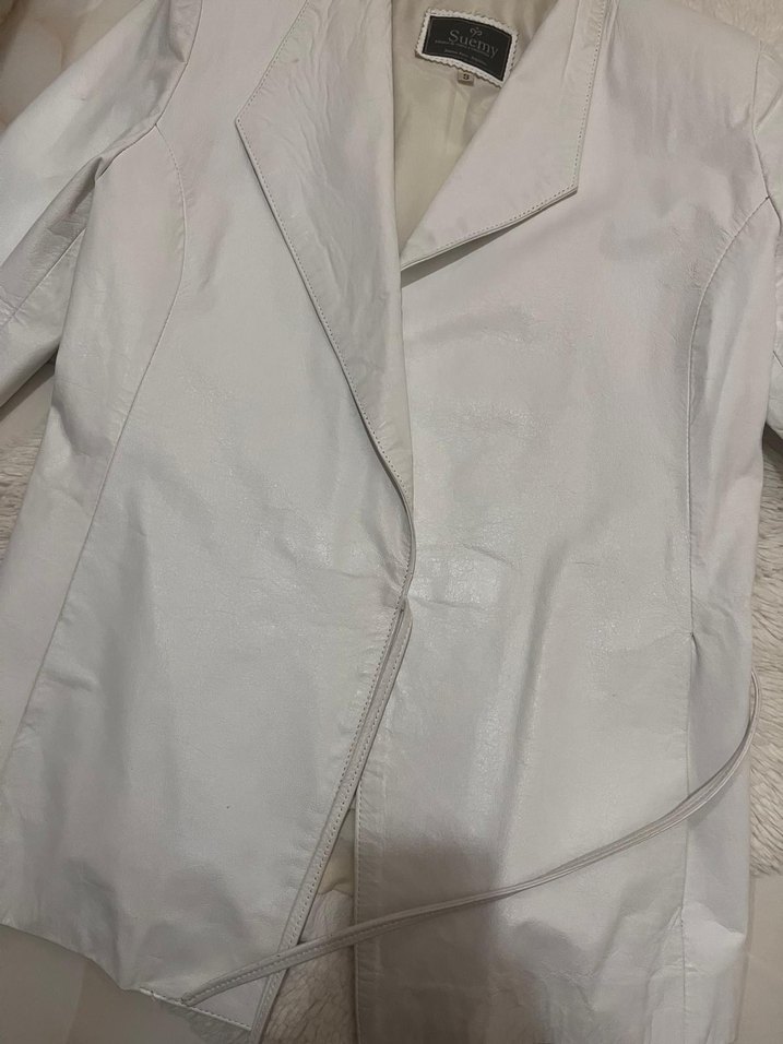 Kadın Beyaz Deri  Ceket - Görsel 2