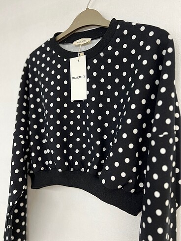 Zara Puantiyeli crop sweatshirt