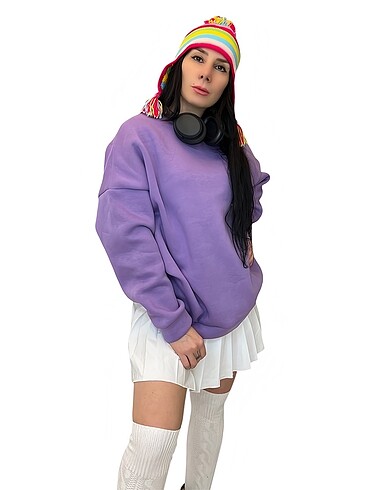 Zara Lila oversize kesim sweatshirt