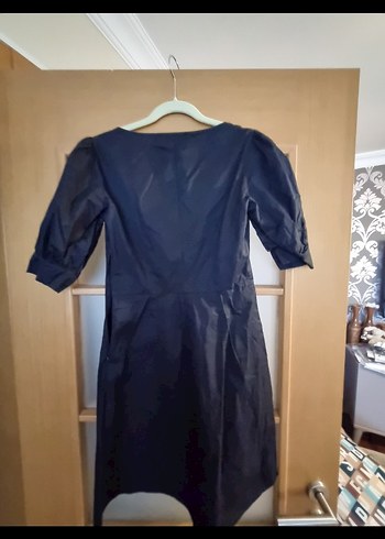 Adil Işık Kare Yaka Drapeli Siyah Midi Elbise - Görsel 3