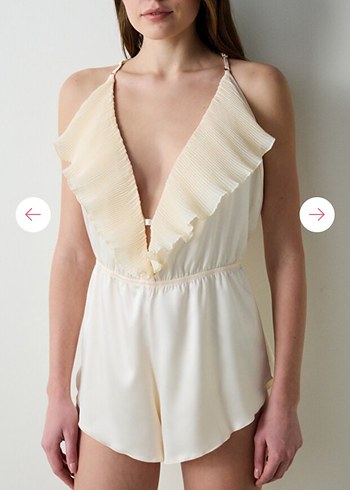 Penti Saten Volan Rose Teddy Krem Bodysuit - Görsel 2