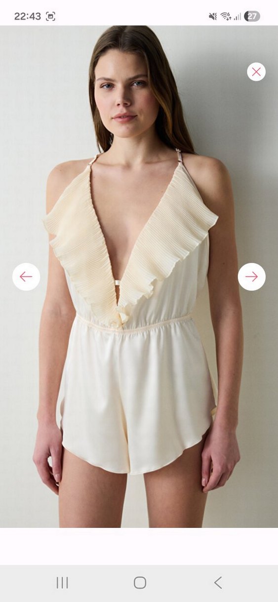 Penti Saten Volan Rose Teddy Krem Bodysuit - Görsel 2