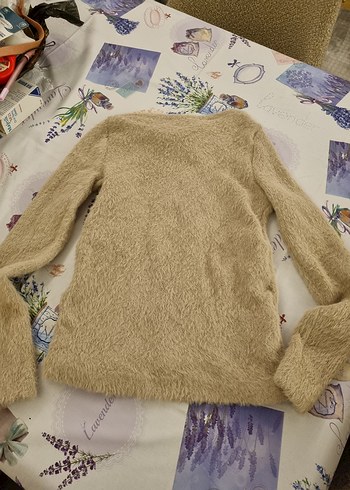 Kadın Bej Yünlü Bohem Uzun Kollu Kazak - Görsel 3